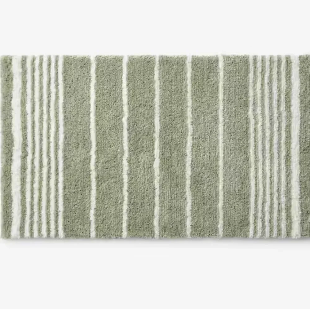 The Company Store Lot Plush Spa Stripe Bath Rugs - Dark Willow, 24x40 and 17x24